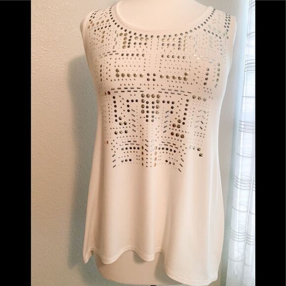 Alfani Tops - NWT Alfani white studded hi- low tank